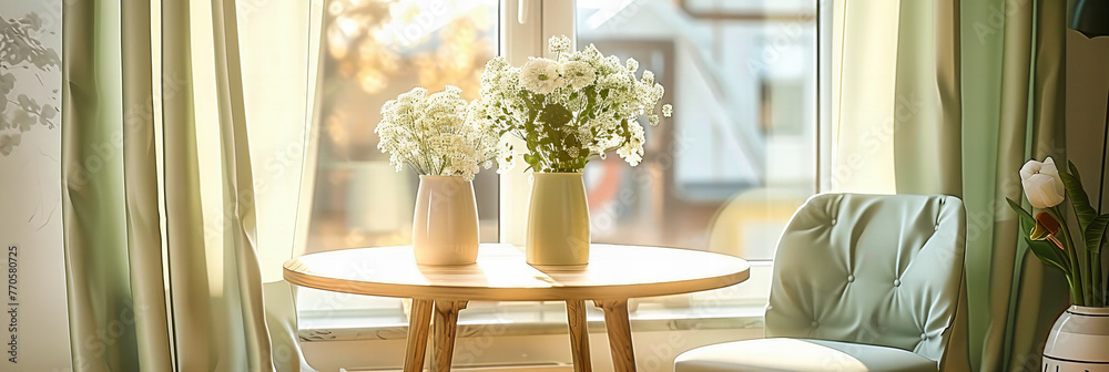 Elegant Vase Bouquet in a Modern Setting, Adding a Touch of Nature and Freshness to the Room Decor