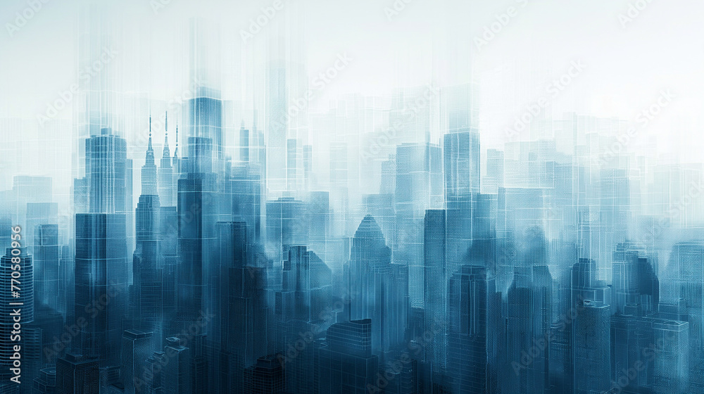 Overlooking the Minimalistic X-Ray Style City Architecture in Light Blue and White on a Black Background: A 32K Full Screen View of a Smart City in Low Details with Light and Shadow Overlooking the Minimalistic X-Ray Style City Architecture in Light Blue and White on a Black Background: A 32K Full Screen View of a Smart City in Low Details with Light and Shadow
