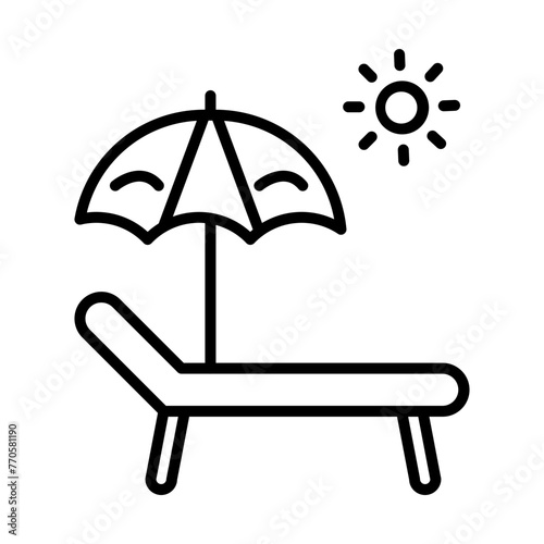 Beach chair line icon