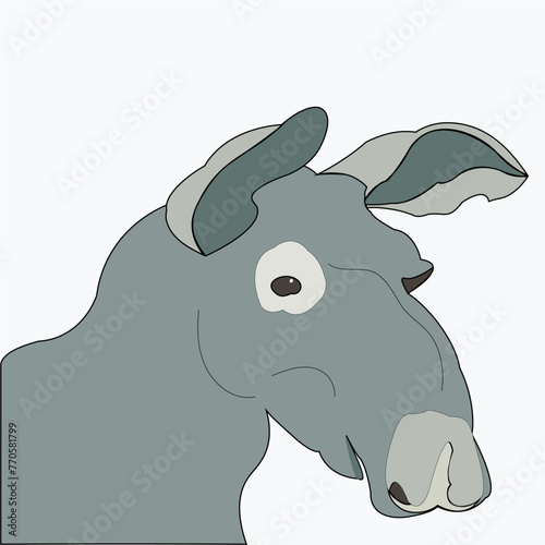 Cute elegant brown spot adult dama goat beast look. Outline black hand drawn red impala emblem design retro beauty art sketch zoology contour print style. Closeup view white wall text space backdrop