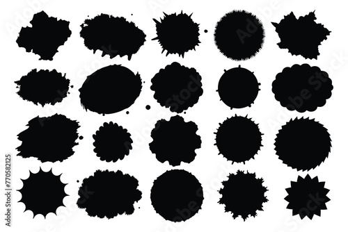 Large set of black grunge textures on white background photo