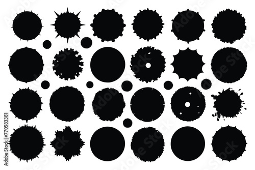 Large set of black grunge textures on white background