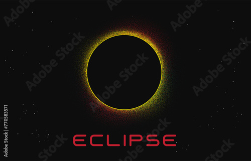 solar eclipse.Space vector illustration made by dots