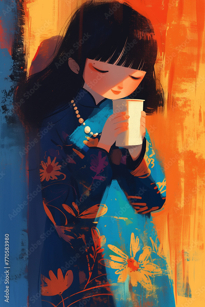 Fototapeta premium woman drinking cocktail