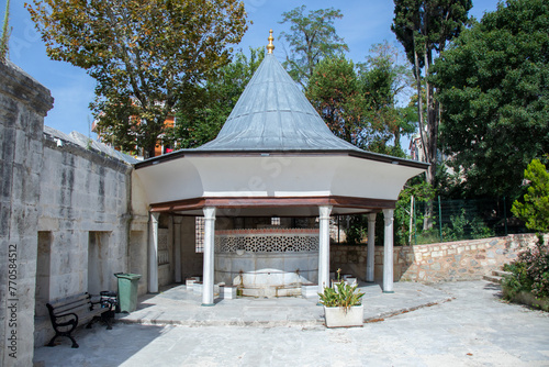 Çinili Mosque located in the district of Üsküdar in Istanbul. The fountain used by Muslims for ablution in the mosque garden