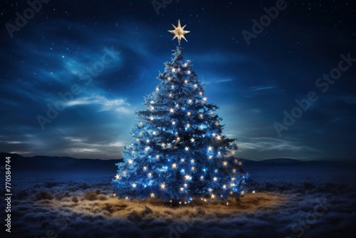 Blue background Christmas Tree
