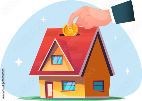 concept of buying or renting a home, making mortgage payments