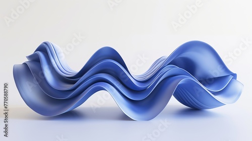 Three dimensional render of blue wavy object
