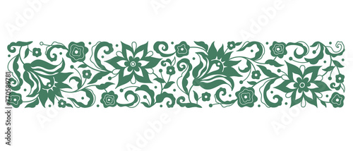 Floral frame, vignette, border, card design template. Elements in Oriental style. Floral borders, flower ethnic illustration. Indian ornaments. Isolated ornament.
