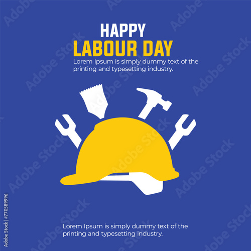 Labour Day celebration background with tools in flat style