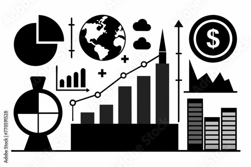 Charts currency rates logo vector illustration