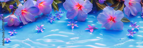 Frangipani Bliss Amidst Tranquil Waters: Bright, Blooming Flowers Reflecting on Water, Evoking Zen and Relaxation