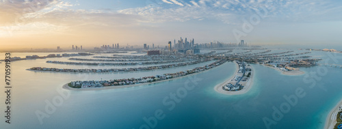 Aerial view of the Palm Jumeirah, Dubai, United Arab Emirates.