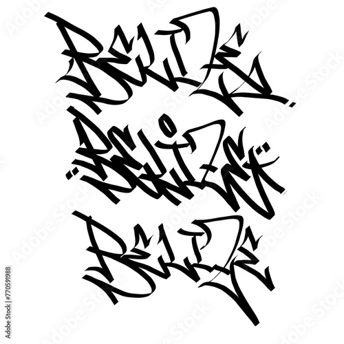BELIZE letter the country name on the world digital illustration graffiti handstyle signature symbol tags painting with black and white color (ID: 770591988)