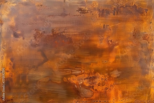 Rustic weathered metal surface with rich orange and brown patina texture, corten steel background
