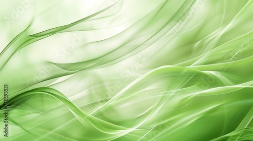 Abstract green background with blurred waves and lines. A soft gradient of light green with smooth curves. Generated by artificial intelligence.