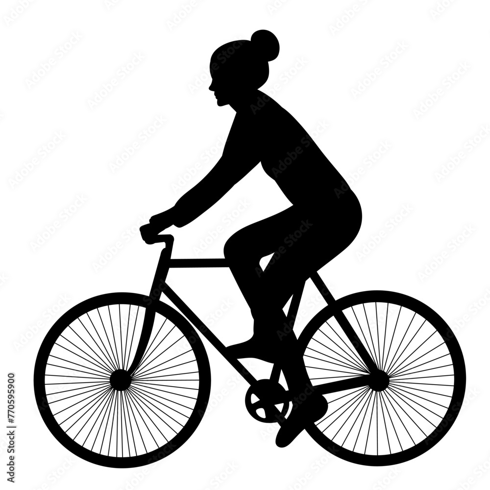 woman riding a bicycle silhouette on white background vector woman riding a bicycle silhouette on white background vector
