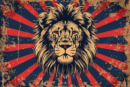 Vintage Lion Circus Poster - Retro Entertainment Design, Vector Illustration photo