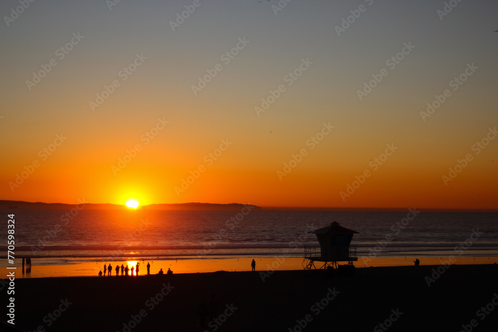 Huntington Beach, CA  at Sunset.