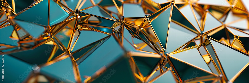 Fototapeta premium Futuristic Network: An Abstract Design with Geometric Shapes and Bright Lights, Symbolizing Connectivity and Technology