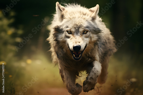 running wolf with motion blurred background, wolf in motion, running wolf motion blurred, wof photo