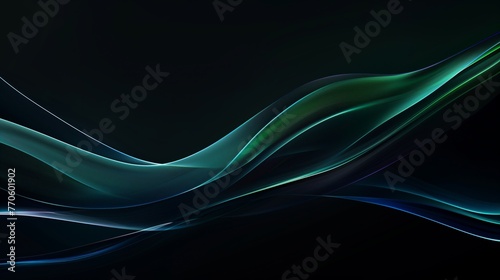 A dark background with green and blue gradient lines. Generated by artificial intelligence.