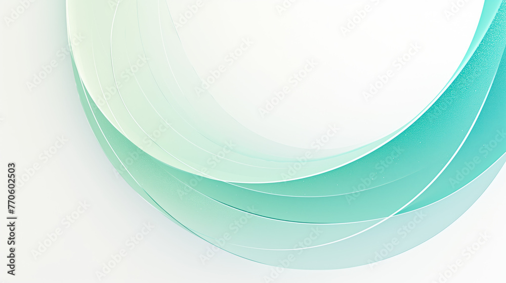 abstract flowing waves in soft green-blue colors on a light background