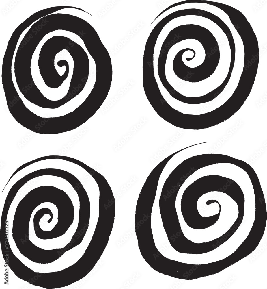 Hand Drawn Black Swirl Circle Wobbly Vectors Hand Drawn Black Swirl Circle Wobbly Vectors