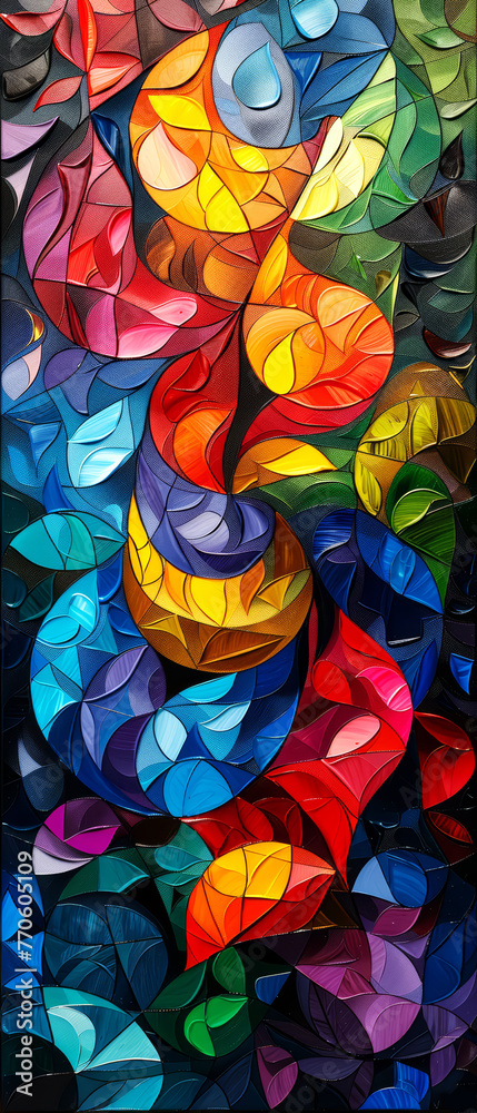 Abstract stained-glass mosaic background.