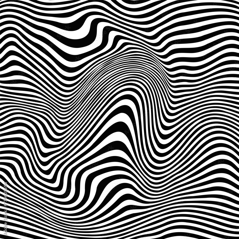 Abstract black and white line swirl pattern design