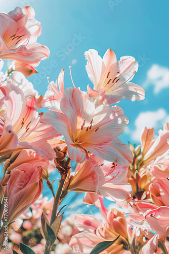 spring flowers background  sunny day