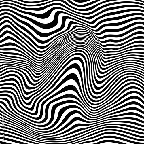 Abstract black and white line swirl pattern design