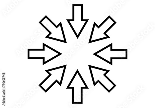 Icono negro de flechas indicando un punto.