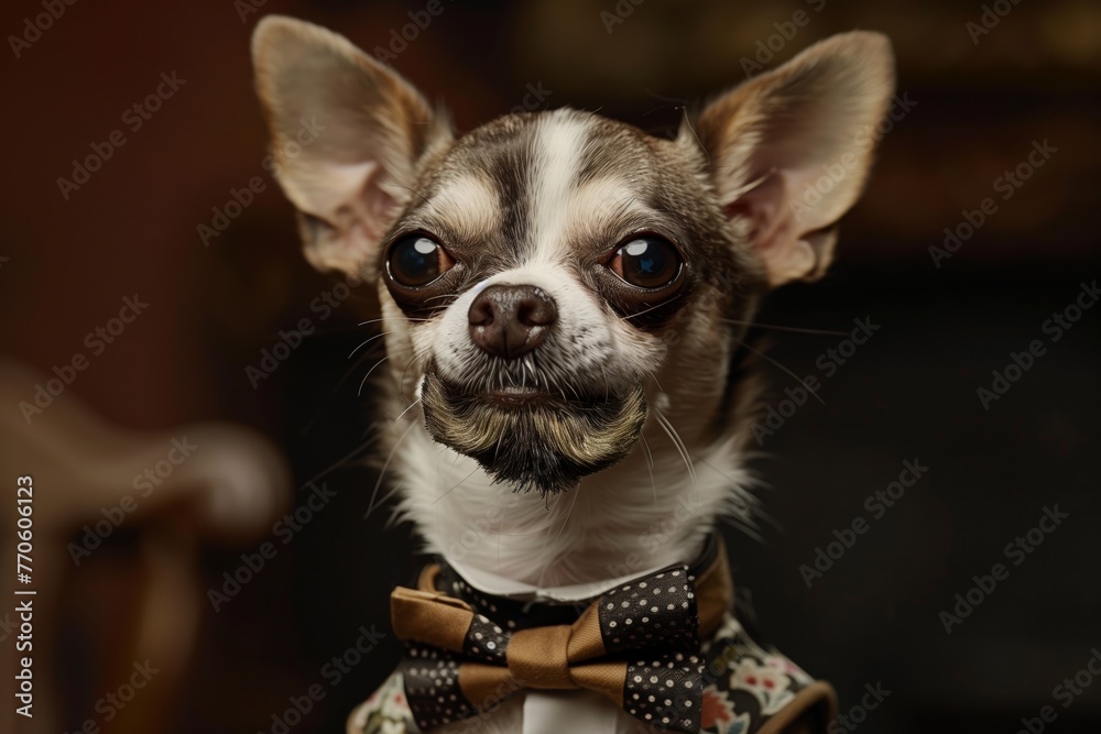 chihuahua with a miniature goatee and bow tie chihuahua with a miniature goatee and bow tie