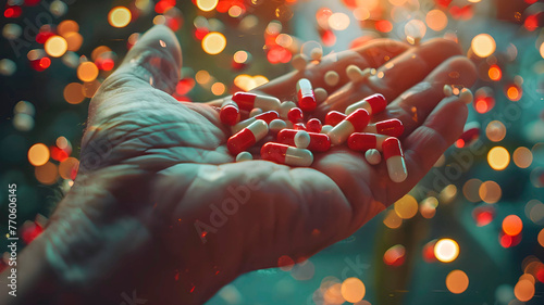 Heap of pills - medical background and medicine concept, generated AI © KatrinaEra