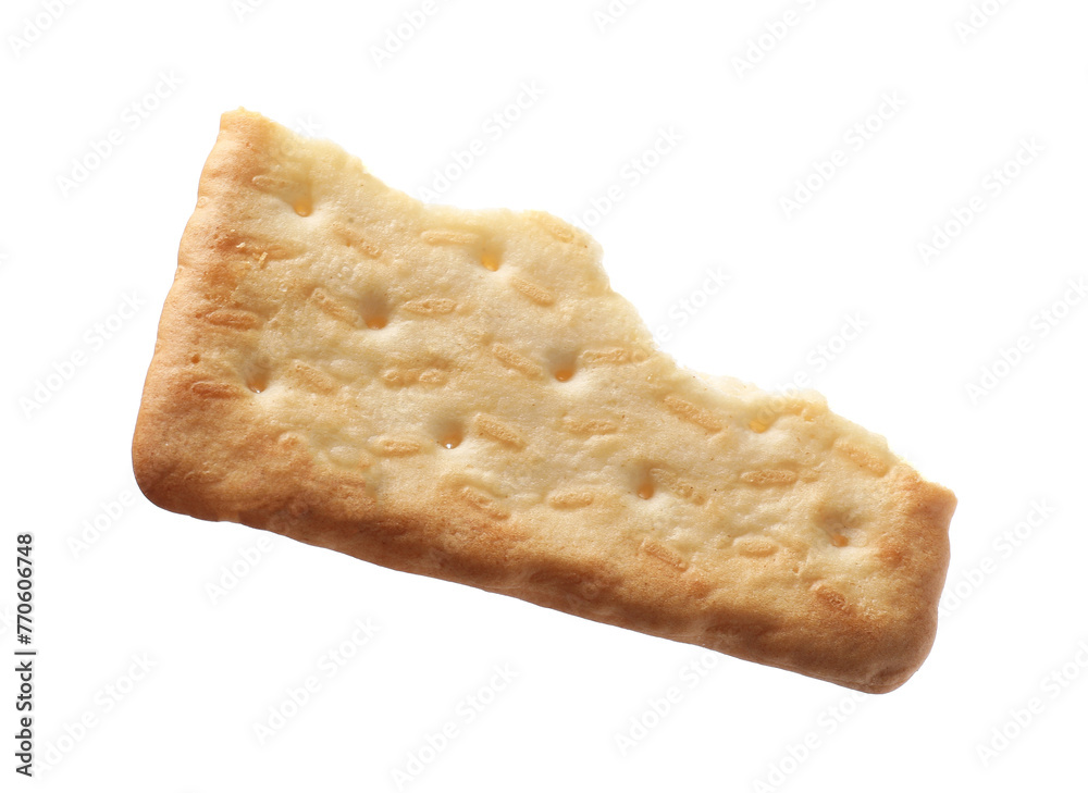 Piece of tasty cracker isolated on white Piece of tasty cracker isolated on white