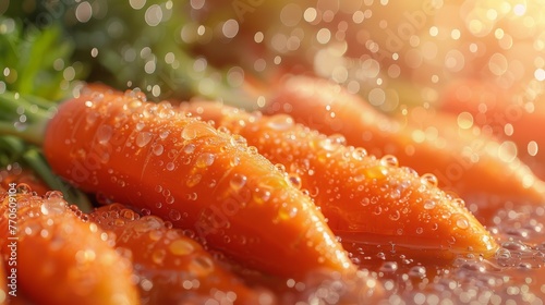 carrot orange with water drops