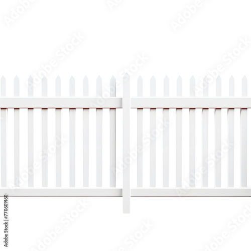 white painted wooden fence on transparent background. Ai generated 