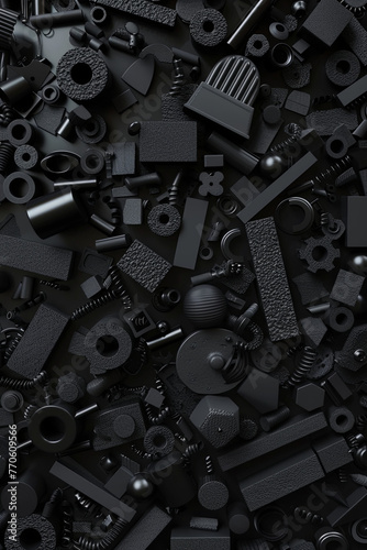 3D black object pattern for background