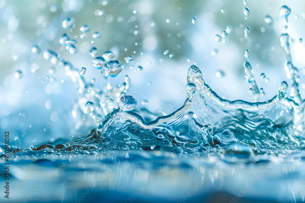 Clear pure water splash with bubbles macro shot, wallpaper of clean water surface close-up Clear pure water splash with bubbles macro shot, wallpaper of clean water surface close-up