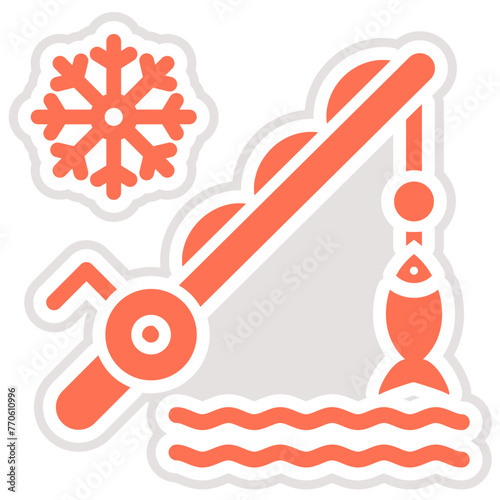Ice Fishing Vector Icon Design Illustration