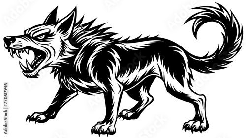 angry dog long tail vector design 