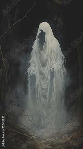 illustration of a ghost, poltergeist, white ghost, illustrtated ghost, spooky