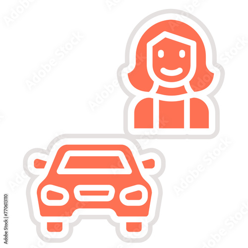 Car Saleswoman Vector Icon Design Illustration
