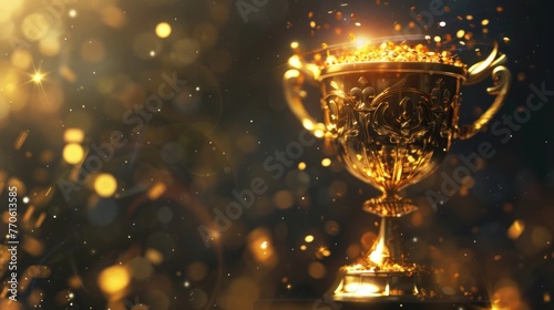Prestigious golden trophy symbolizes victory and accomplishment, representing the triumphs of sports and other competitions.