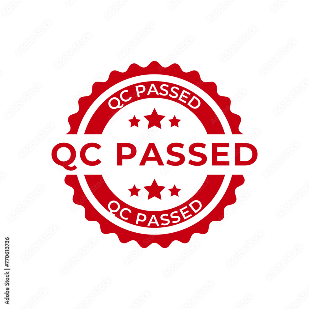 Quality control or QC passed badge label isolated on white background. Quality control or QC passed badge label isolated on white background.