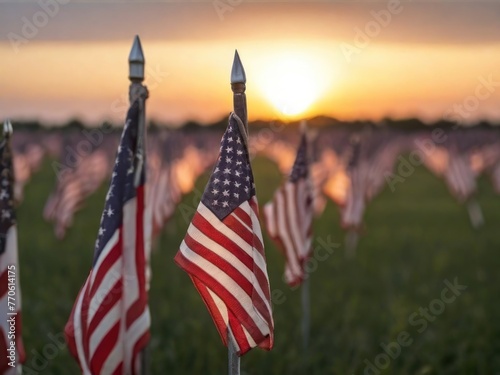 Usa military memorial day honoring the brave souls who sacrificed everything for our nation s freedom, with american flags in he field