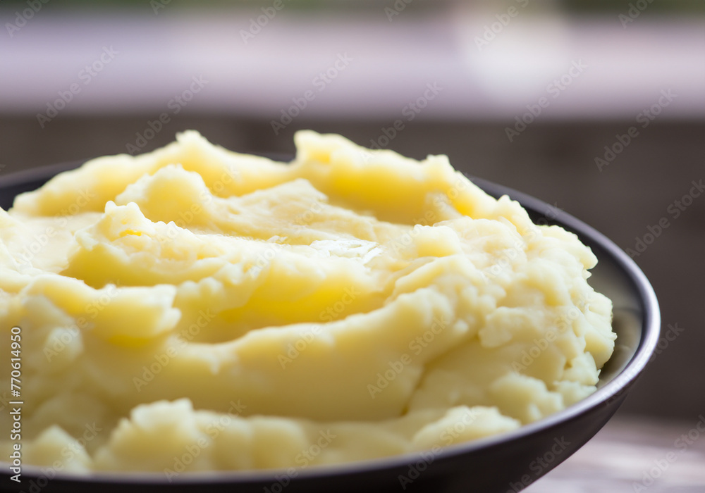 Close up of bowl of mashed potatoes Close up of bowl of mashed potatoes