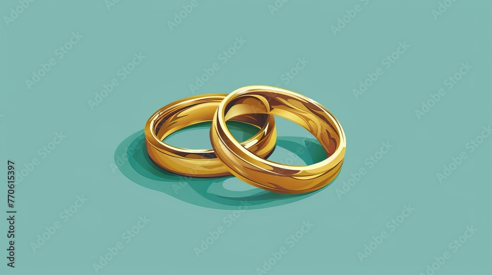 Minimalistic wedding rings in flat design on soft pastel blue background Minimalistic wedding rings in flat design on soft pastel blue background