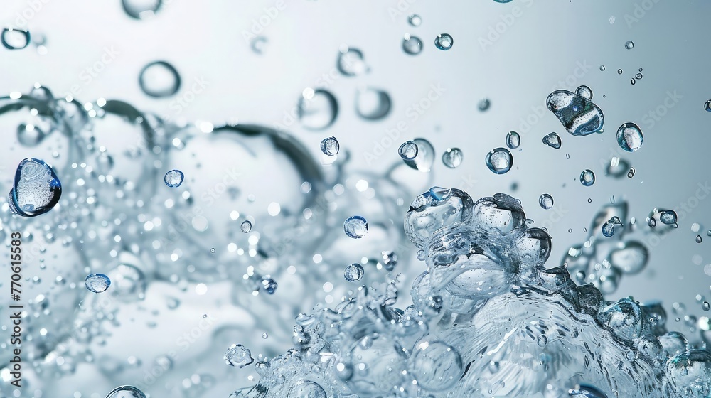 Water and air bubbles over white background - obrazy, fototapety, plakaty 